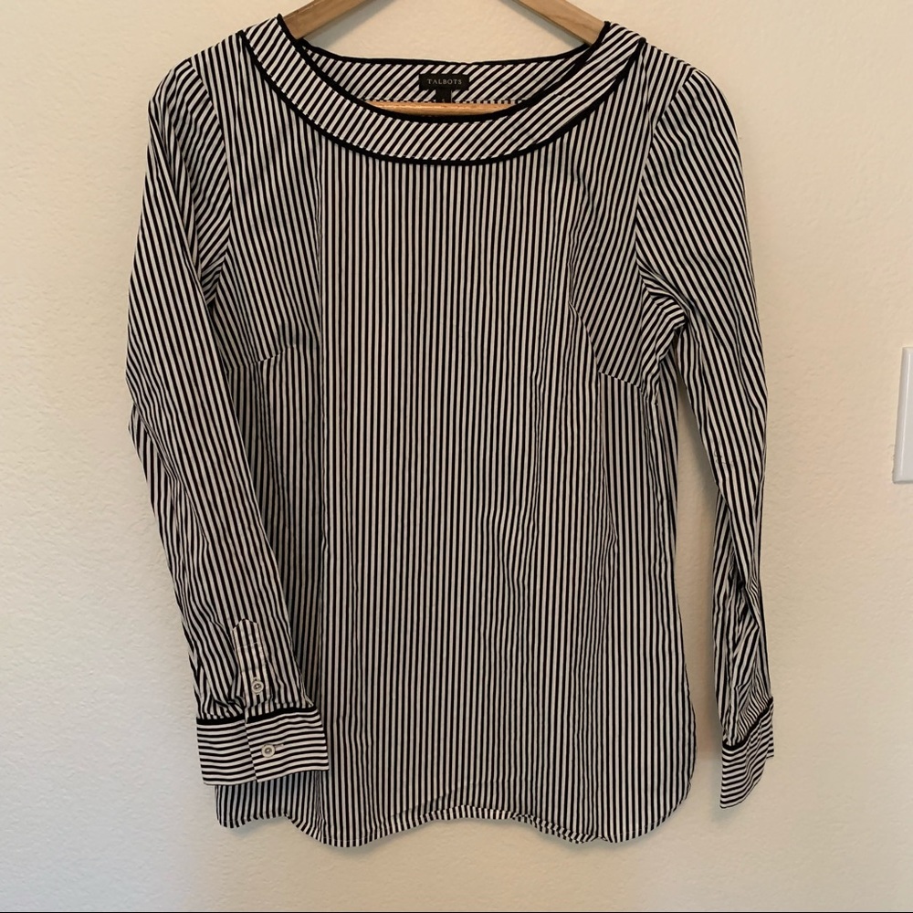 NEW Black and White Striped Top - Talbots - Size S